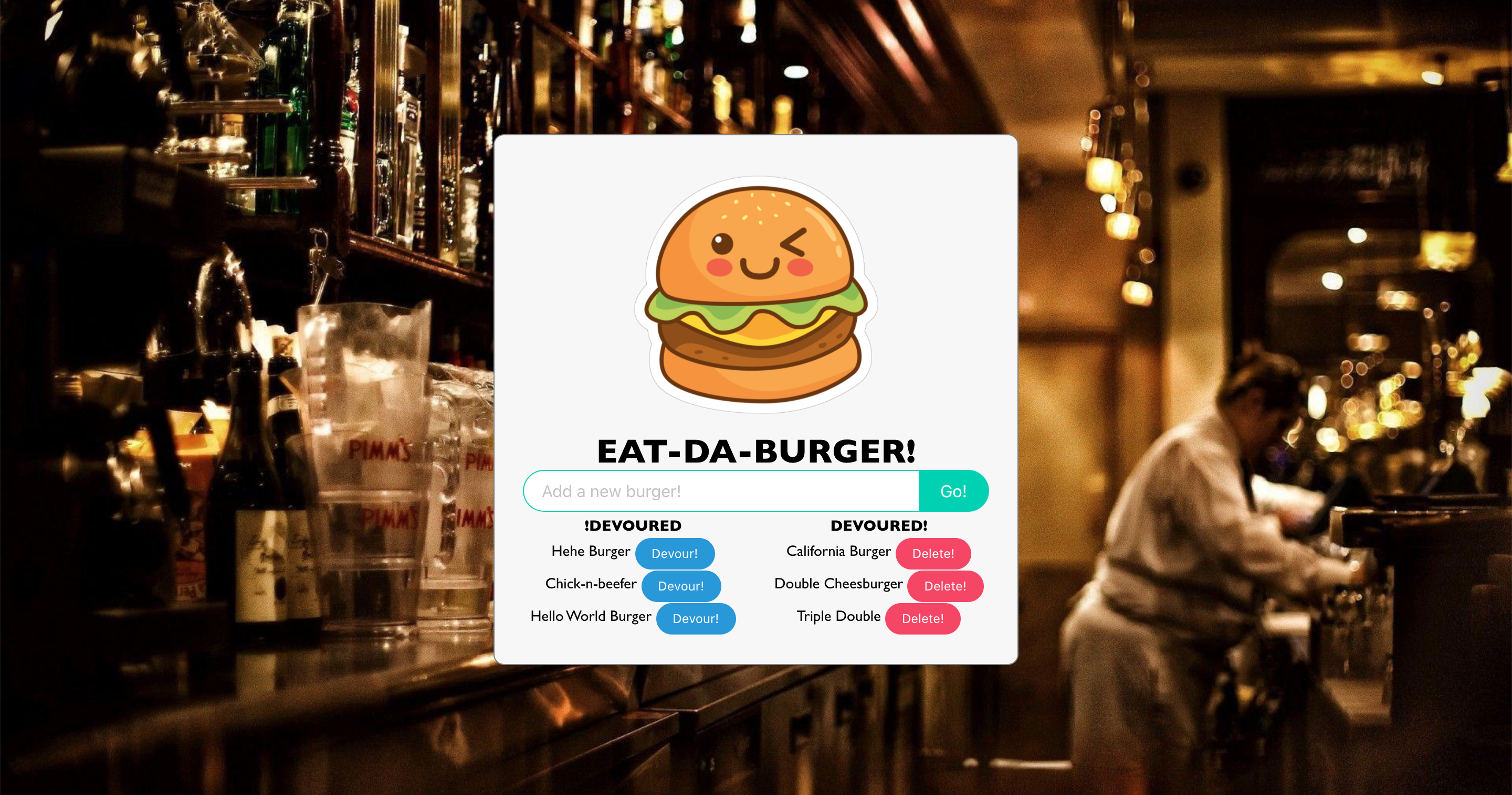 EAT-DA-BURGER app screenshot