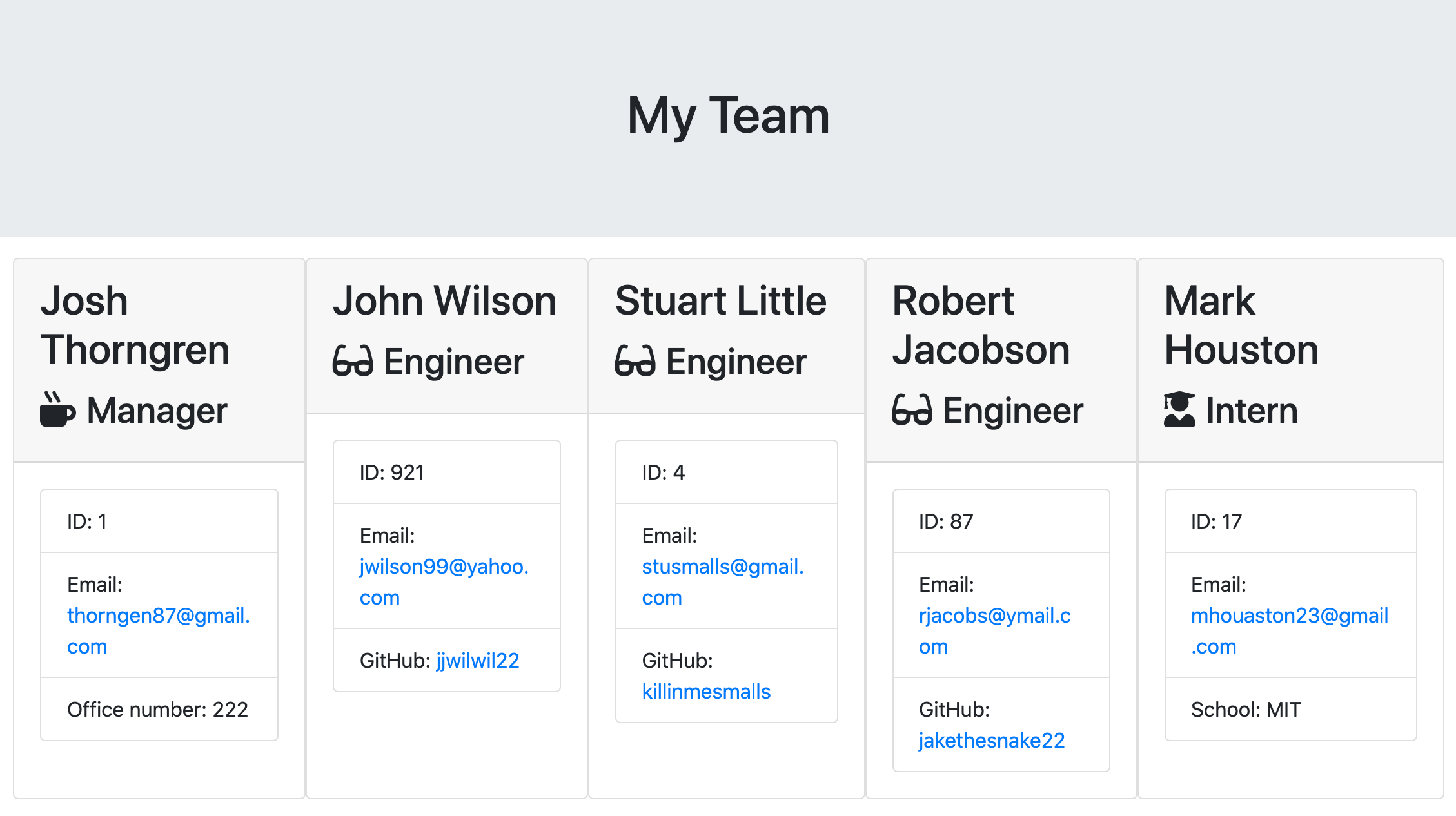 Employee Summary app screenshot